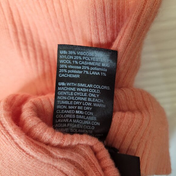 WHBM Women's Medium Pullover Sweater V Neck Braided Back Coral Orange - Picture 4 of 4